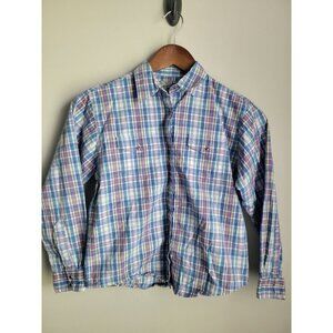 Wrangler Shirt Kids XL 14-16 Purple Plaid Pearl Snap Western Long Sleeve Horse